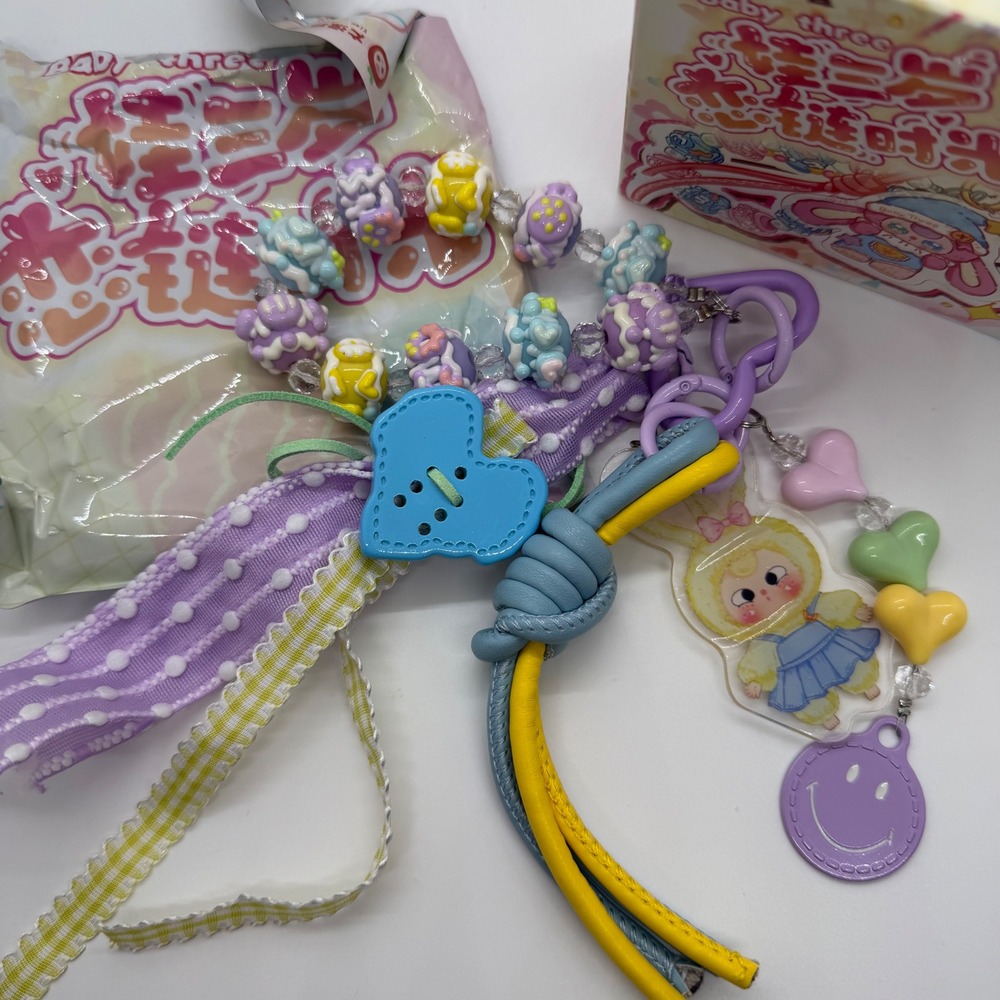 BB3 Love Chain Confirmed Purple Blue & Yellow Beaded Wrist Keychain